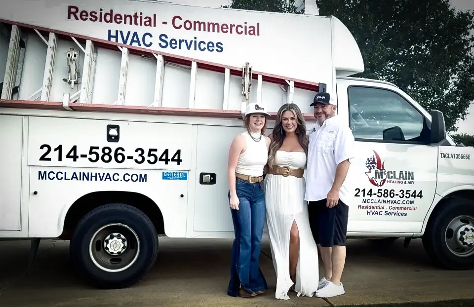 McClain Family Posing By A Fully Stocked HVAC Service Truck