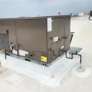 Commercial HVAC install on rooftop.