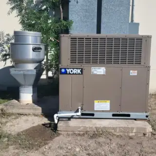 A commercial install of a York HVAC system.